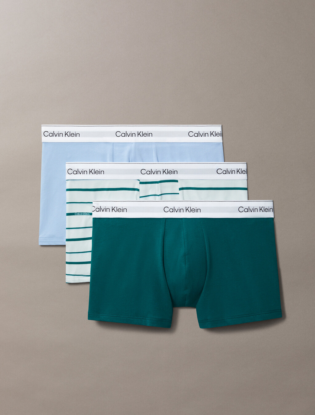 Icon Cotton Stretch Trunks 3 Pack, Turf/Logo Split Stripe+Srout Green/Frozen Fjord, hi-res