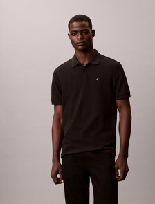 Monogram Cotton Pique Polo, Black, hi-res