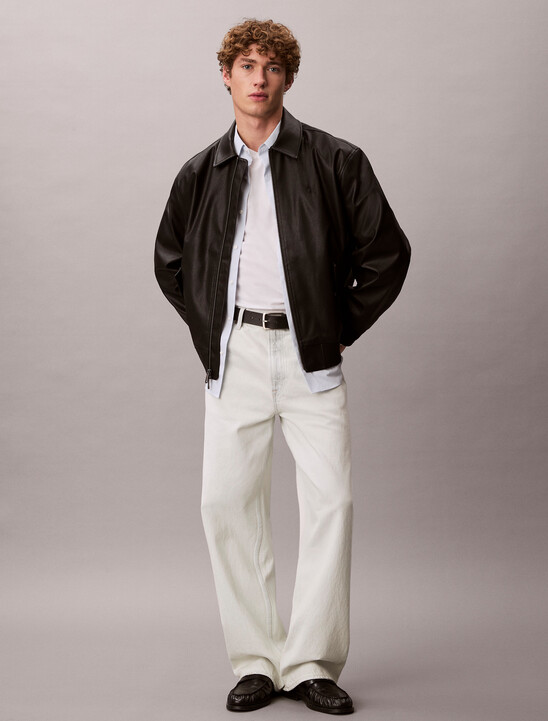 Faux Leather Bomber Jacket