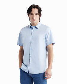 Tonal Monogram Short Sleeve Shirt, CHARMBRAY BLUE, hi-res