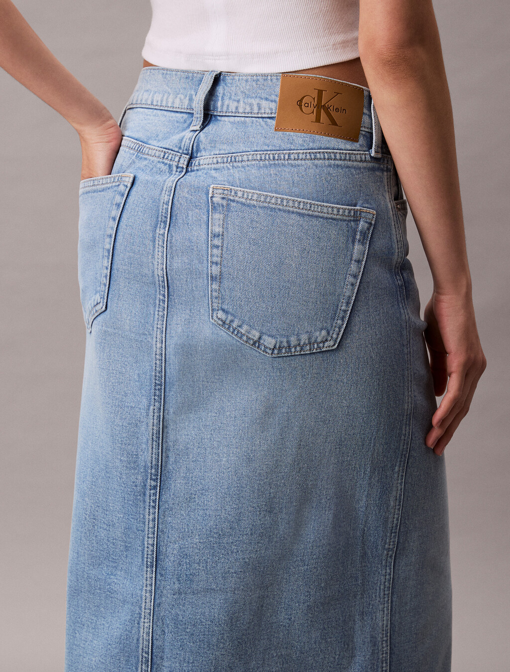 Front Split Denim Maxi Skirt, HAZY SKY, hi-res