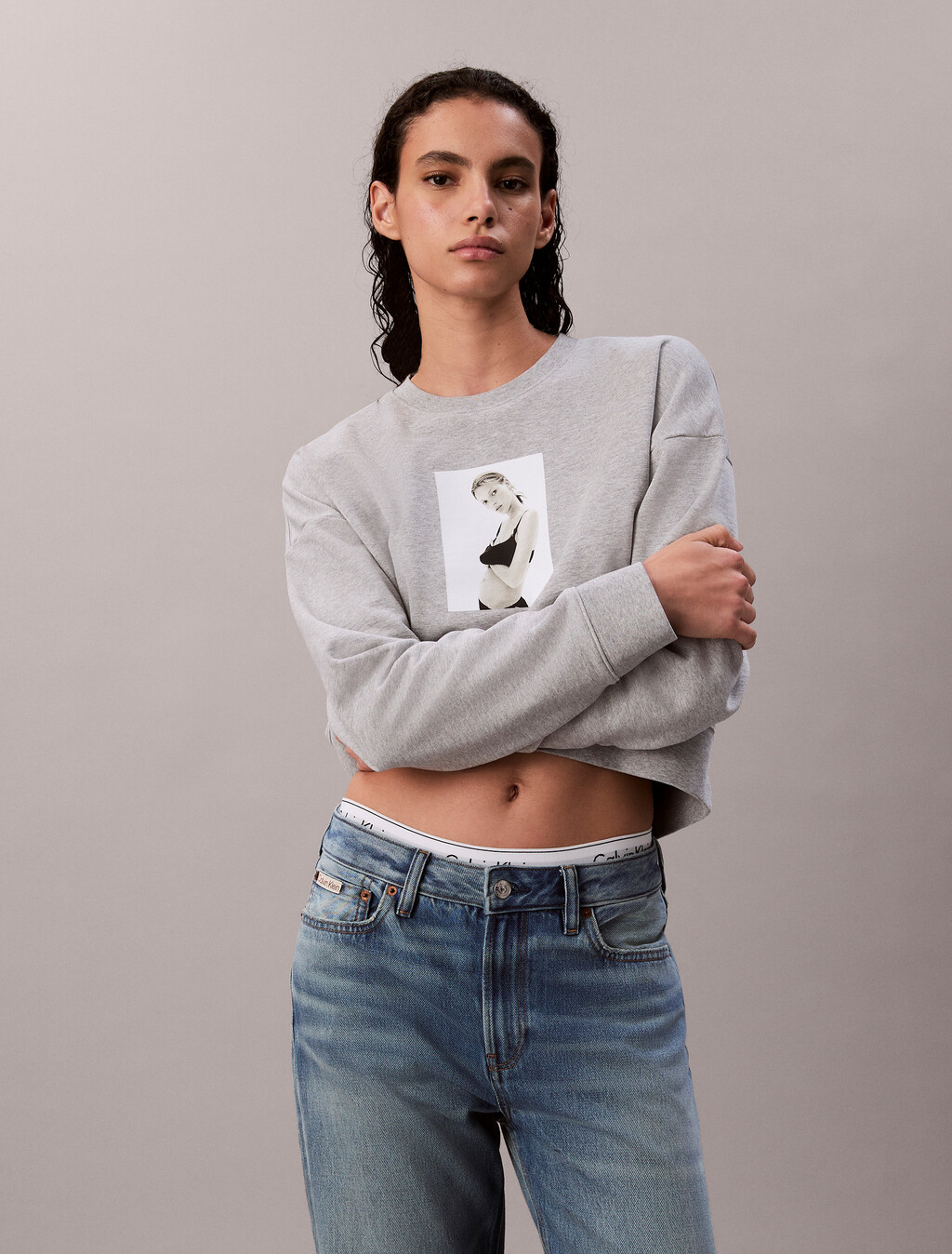 Kate Moss Terry Graphic Relaxed Sweatshirt, Heroic Grey Heather, hi-res