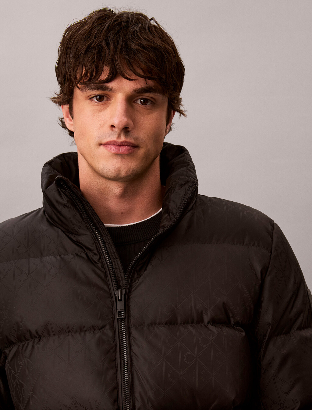 Logo Down Puffer Jacket, Black, hi-res