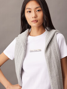 Calvin Klein Foil Print Slim Tee, Brilliant White, hi-res