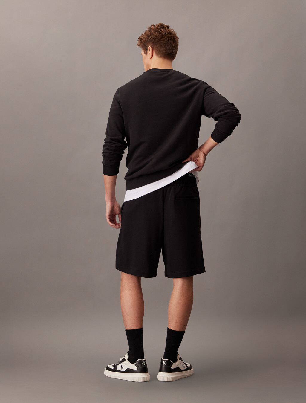 Terry Monogram Shorts, Black, hi-res