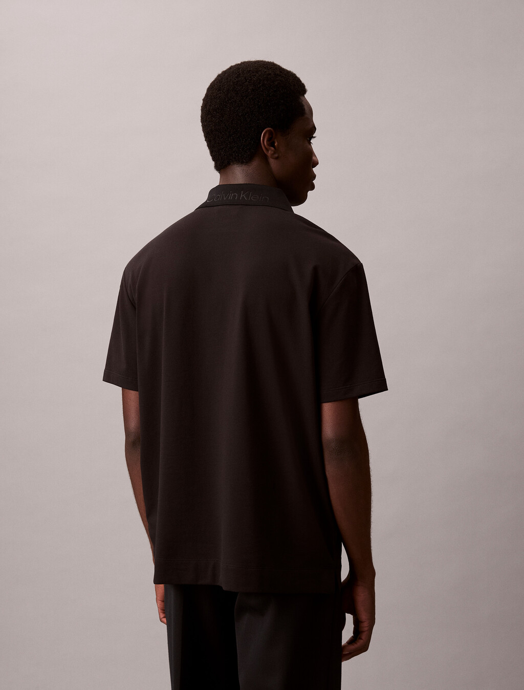 Cotton Blend Pique Polo Shirt, Black, hi-res