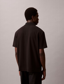Cotton Blend Pique Polo Shirt, Black, hi-res