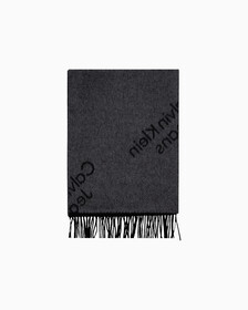 All Over Print Wool Scarf, BLACK, hi-res