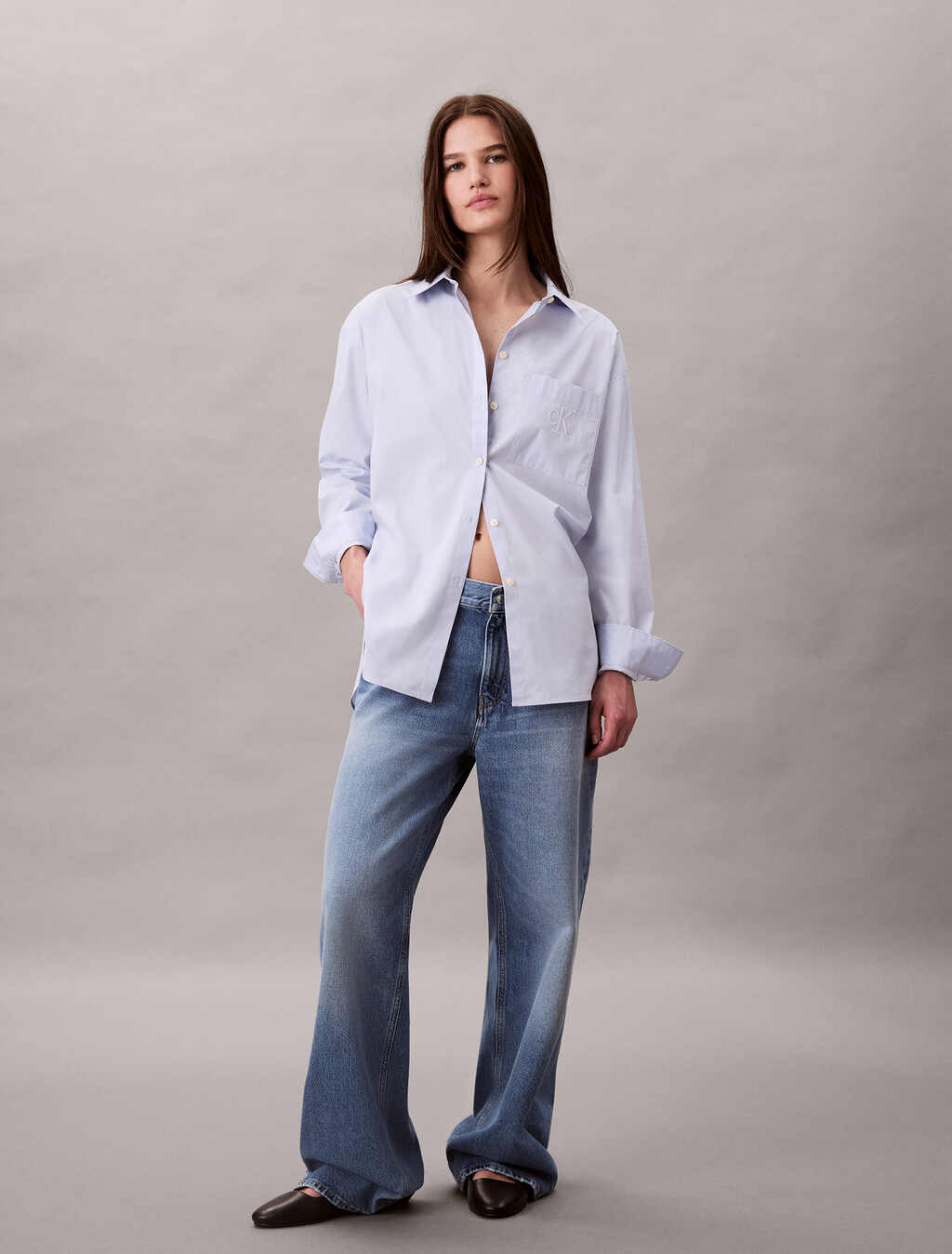 Poplin Relaxed Shirt, Halogen Blue, hi-res