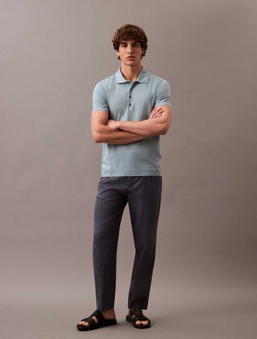 Fine Knit Lyocell Blend Polo Shirt, Arona, hi-res