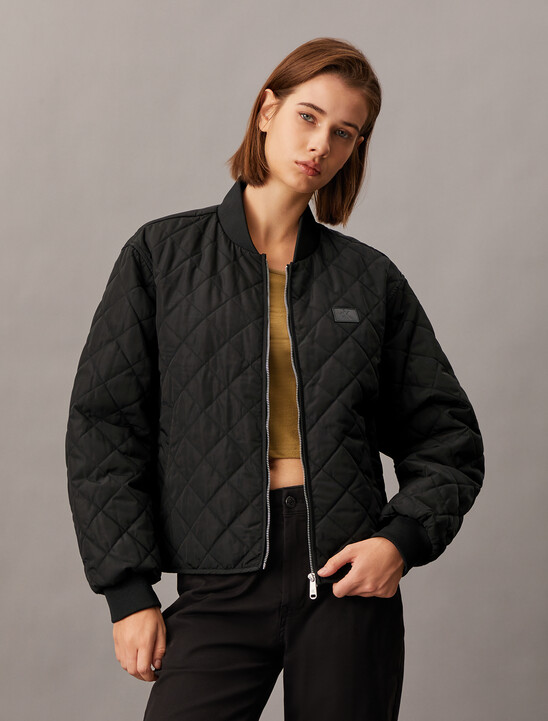 Relaxed Quilted Bomber Jacket