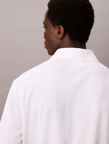 Cotton Blend Pique Polo Shirt, Bright White, hi-res