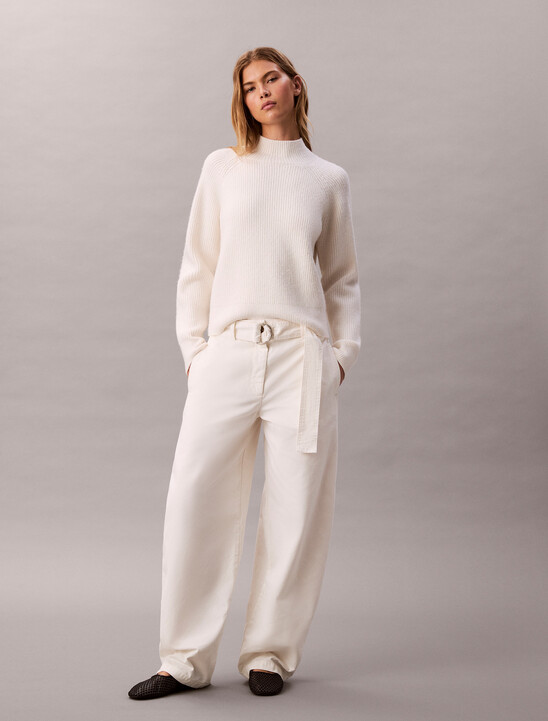 Cotton Relaxed Belted Pants