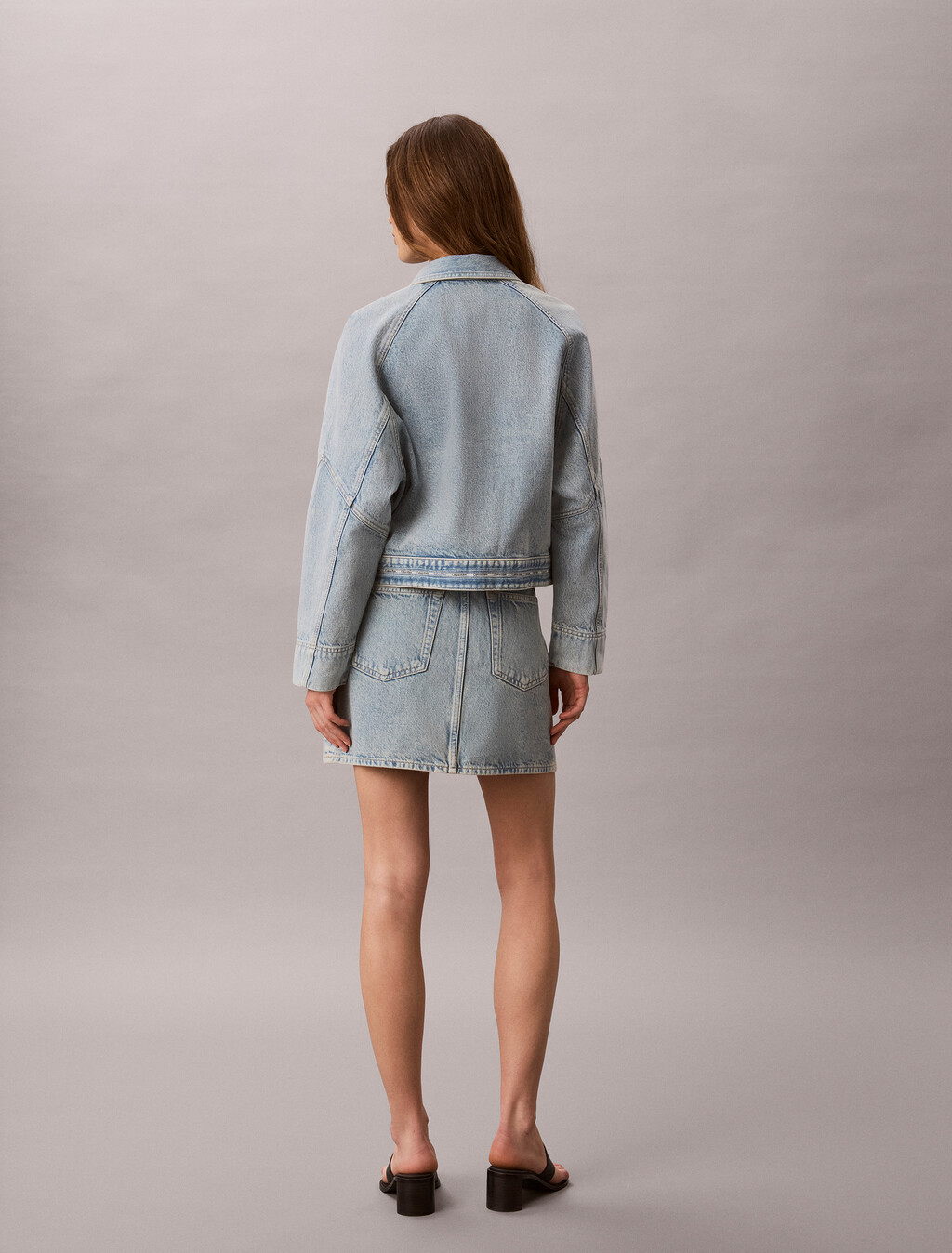 Logo Tape Denim Mini Skirt, FRESH WATER, hi-res
