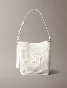 Mesh Emblem Logo Bucket Bag with Pouch, White Alyssum, hi-res