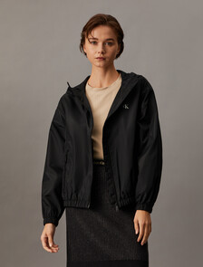 CK Logo Hooded Relaxed Windbreaker, Ck Black, hi-res