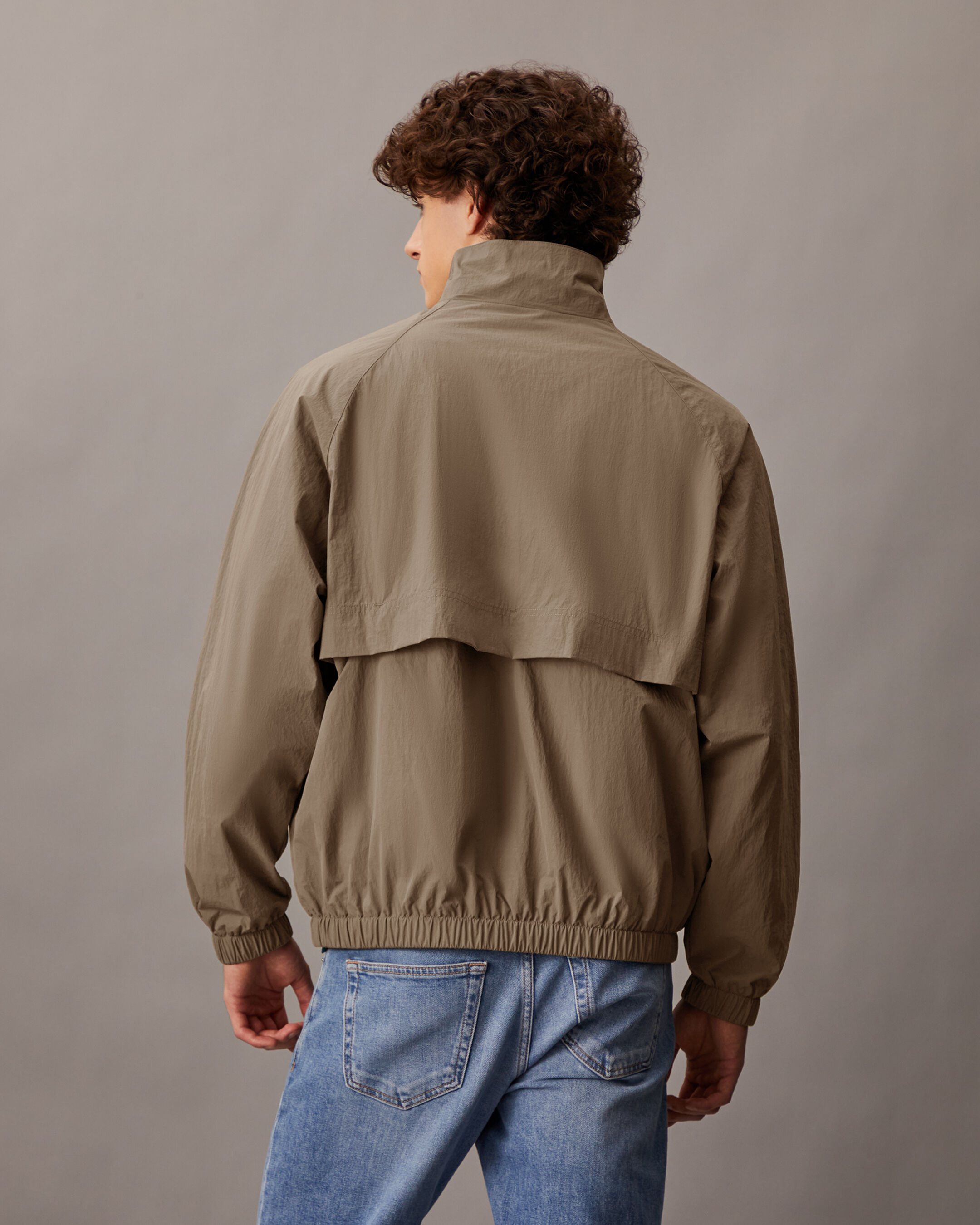 Essential Stand Collar Jacket | brown | Calvin Klein Singapore