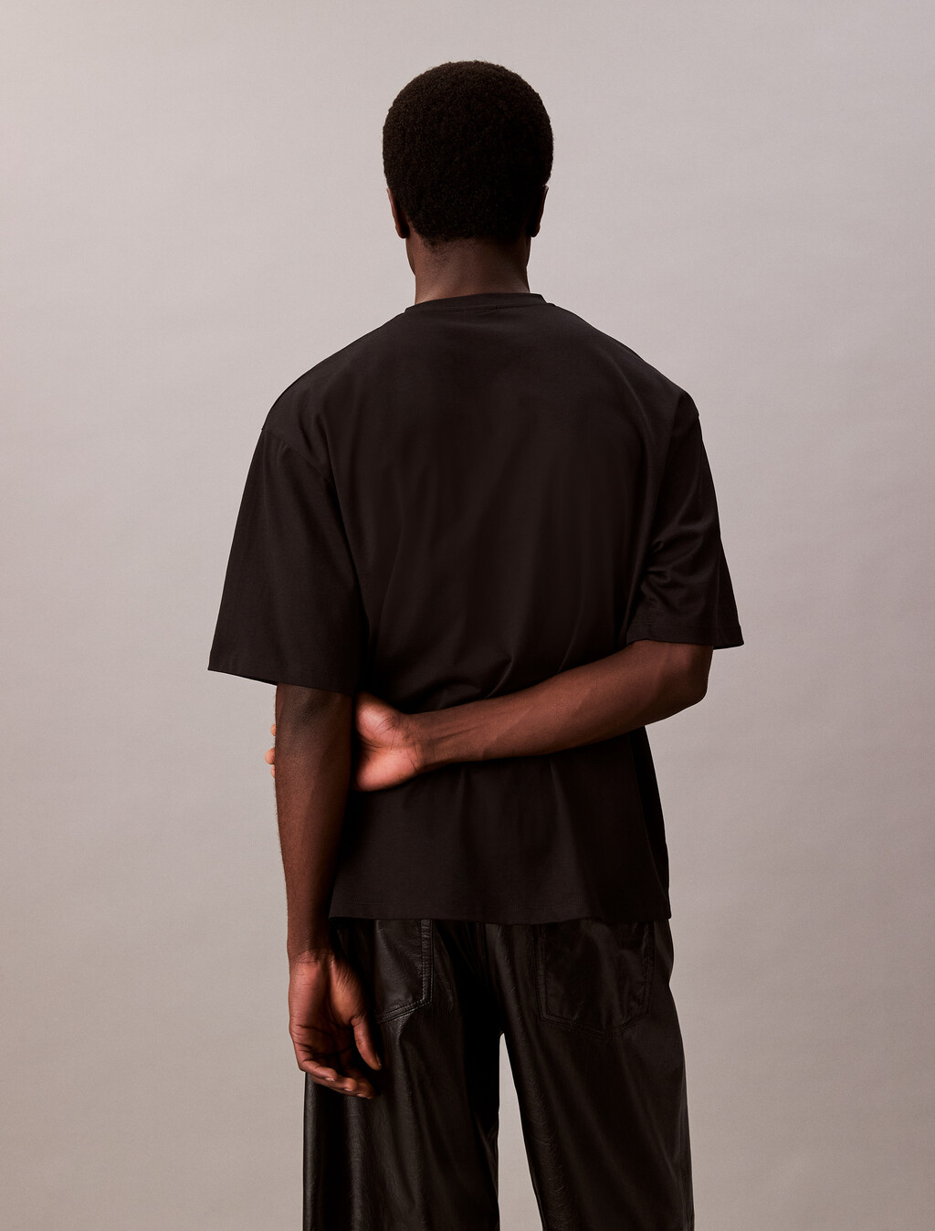 Cotton Silk Relaxed Tee, Black, hi-res