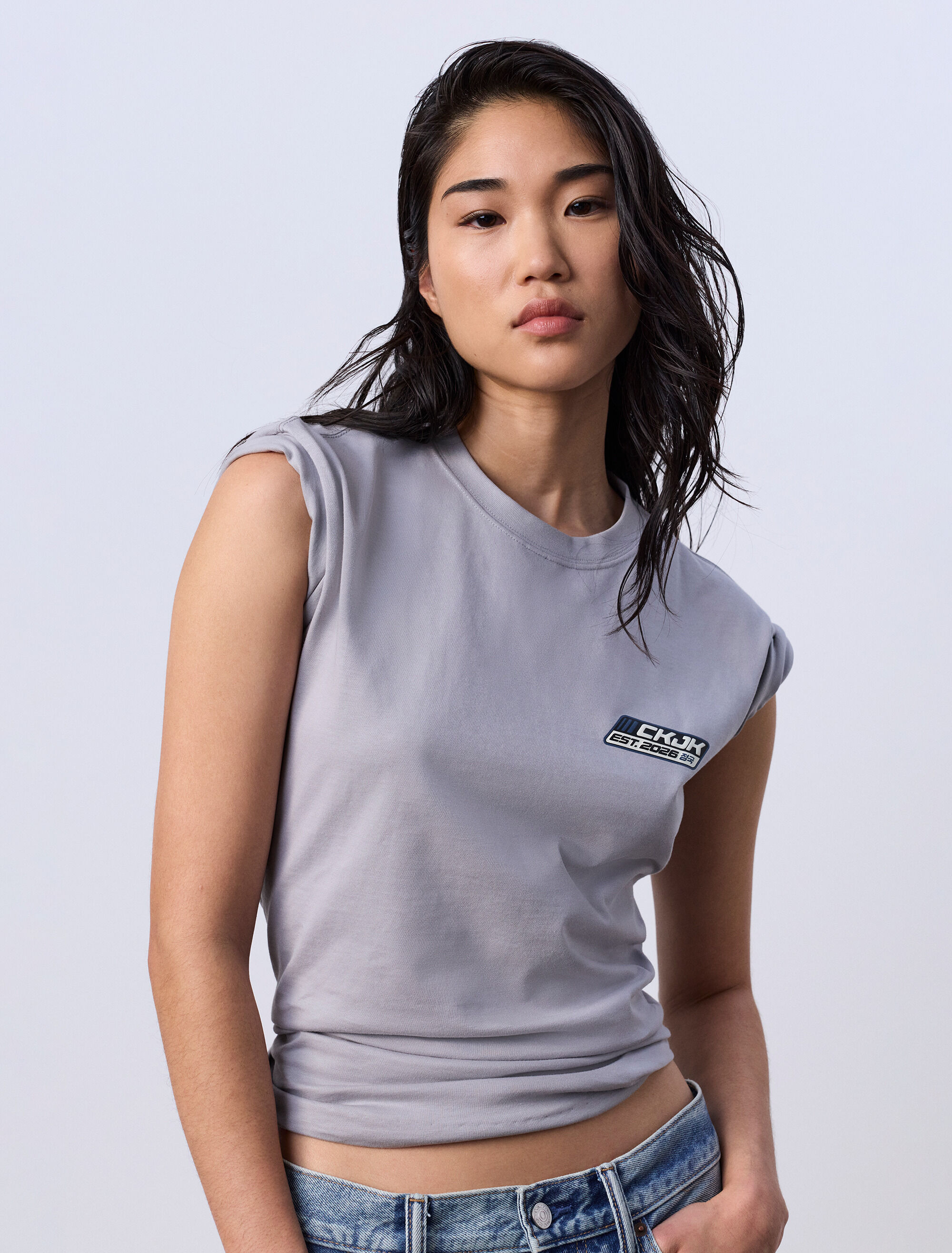 Jung Kook for Calvin Klein Logo Badge Relaxed T-Shirt | grey