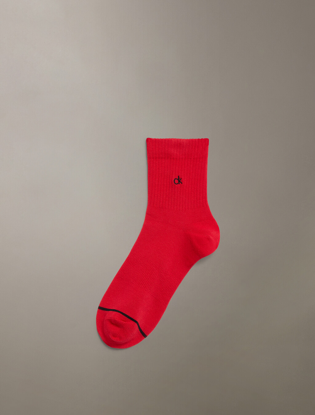 Basic Logo Embroidery Quarter Sock, CHINESE RED, hi-res