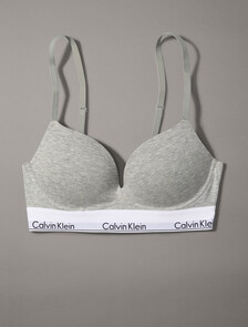 Icon Cotton Push Up Plunge Bra, B10 Grey Heather, hi-res