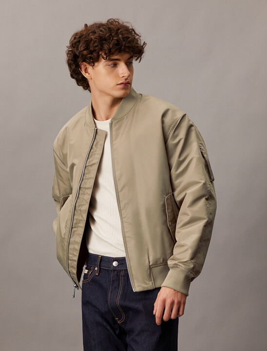 Padded Nylon Bomber Jacket
