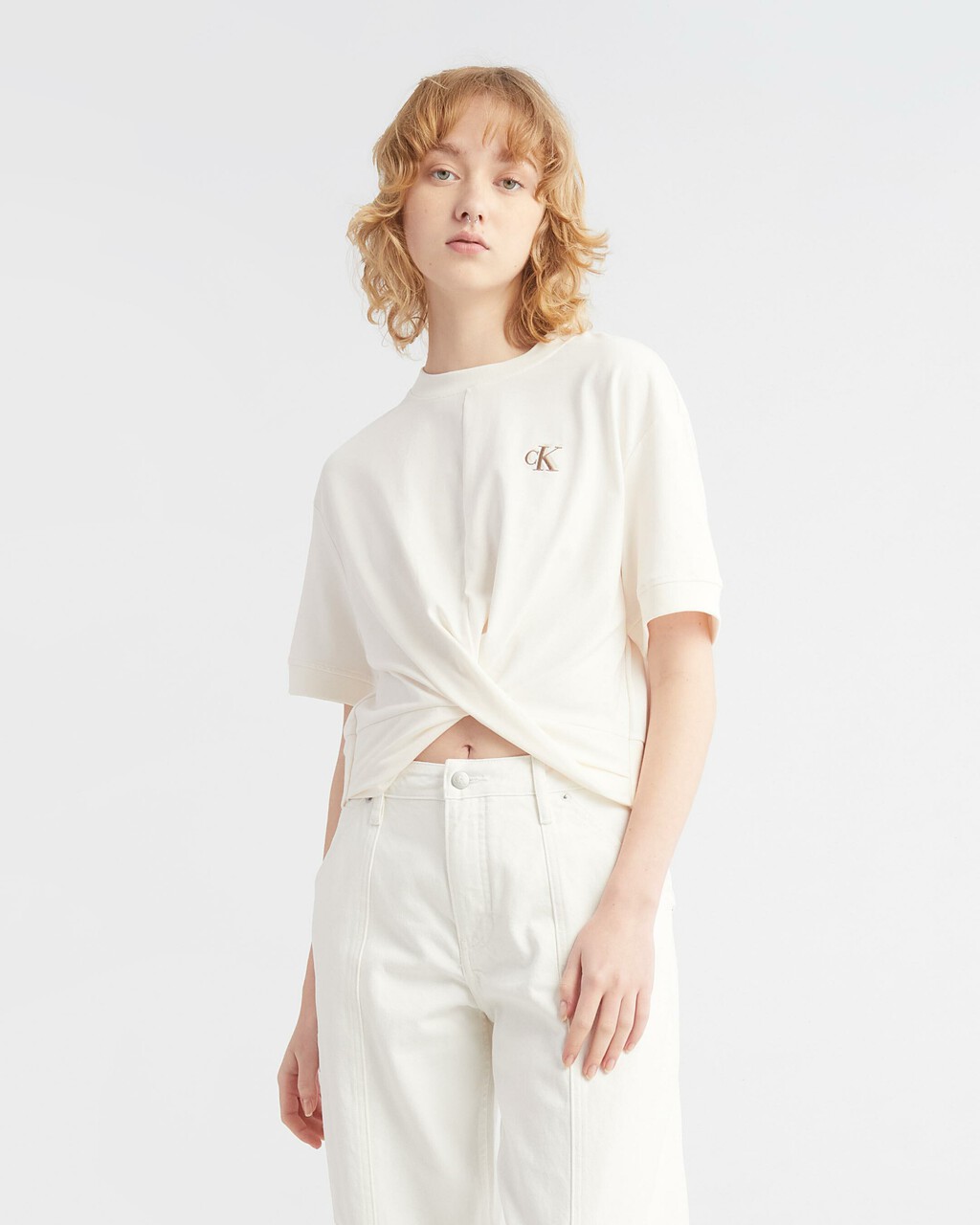 INFINITE COOL FRONT KNOT TEE, Ancient White, hi-res