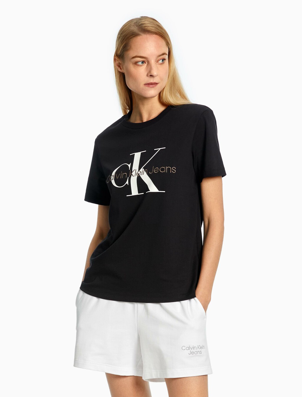 Organic Cotton Monogram Tee, Ck Black, hi-res