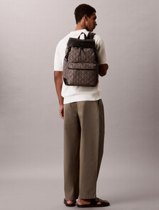 Water Repellent Logo Jacquard Backpack, LOTUS BEIGE / BLACK AOP, hi-res