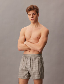 Cotton Poplin Traditional Boxers, 19875 TINY RACETRACK PLAID+Captivating Gray, hi-res