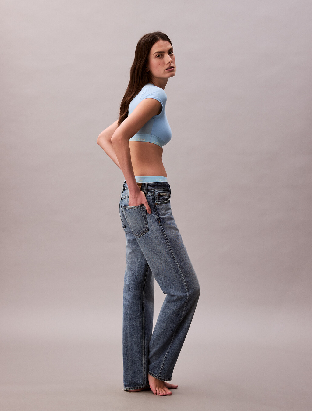 Pride Icon Cotton Modal Unlined T-Shirt Bralette, Blue Fizz, hi-res