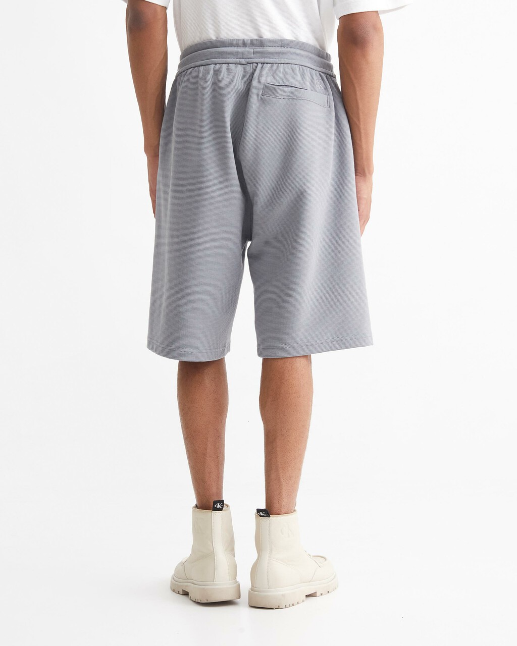 Premium Essentials Monologo Ottoman Rib-Knit Shorts, Overcast Grey, hi-res