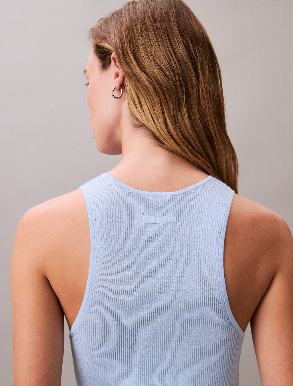 Viscose Blend Ribbed Tank Top, Cerulean, hi-res