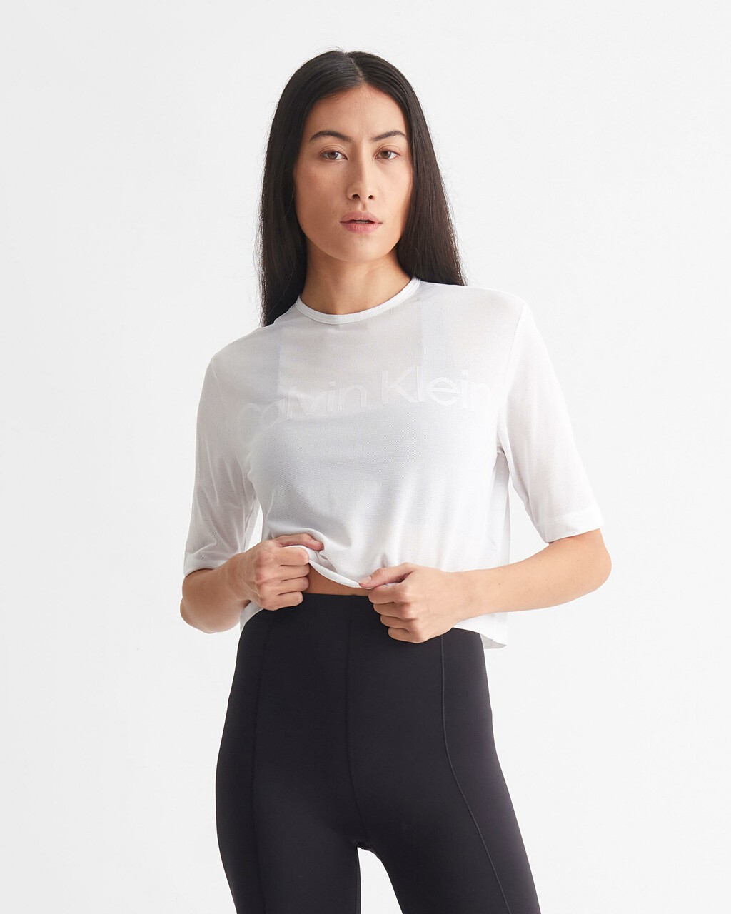 CK SPORT MESH RELAXED TEE, BRIGHT WHITE, hi-res