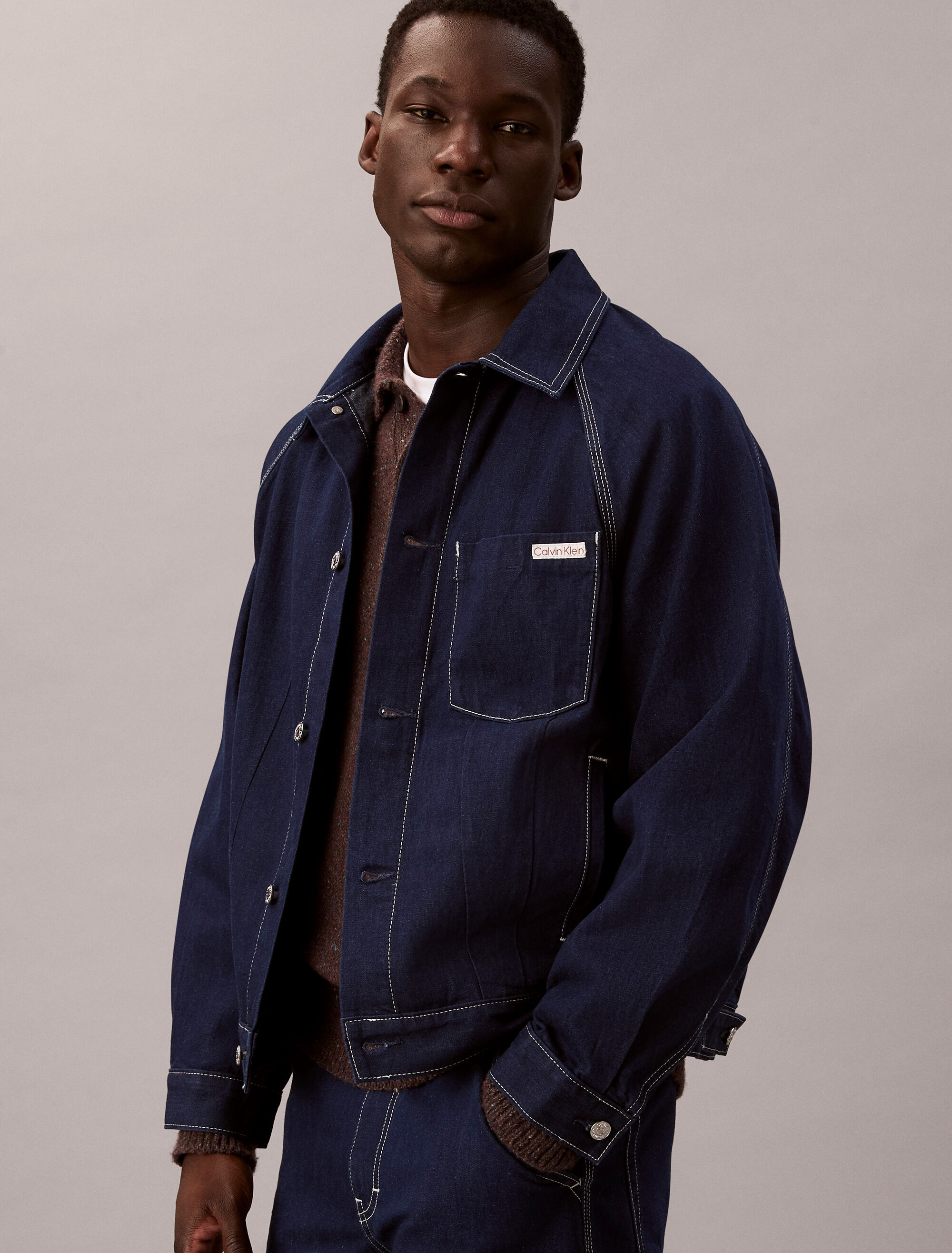 Denim Darted Workwear Jacket | blue | Calvin Klein Singapore