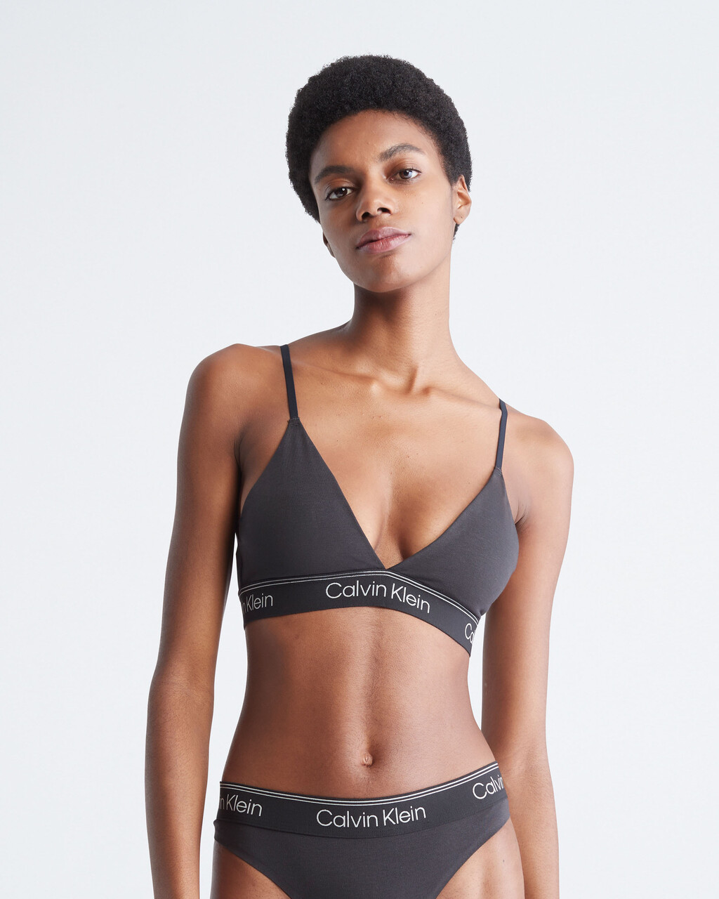 ATHLETIC COTTON TRIANGLE BRA, Black, hi-res
