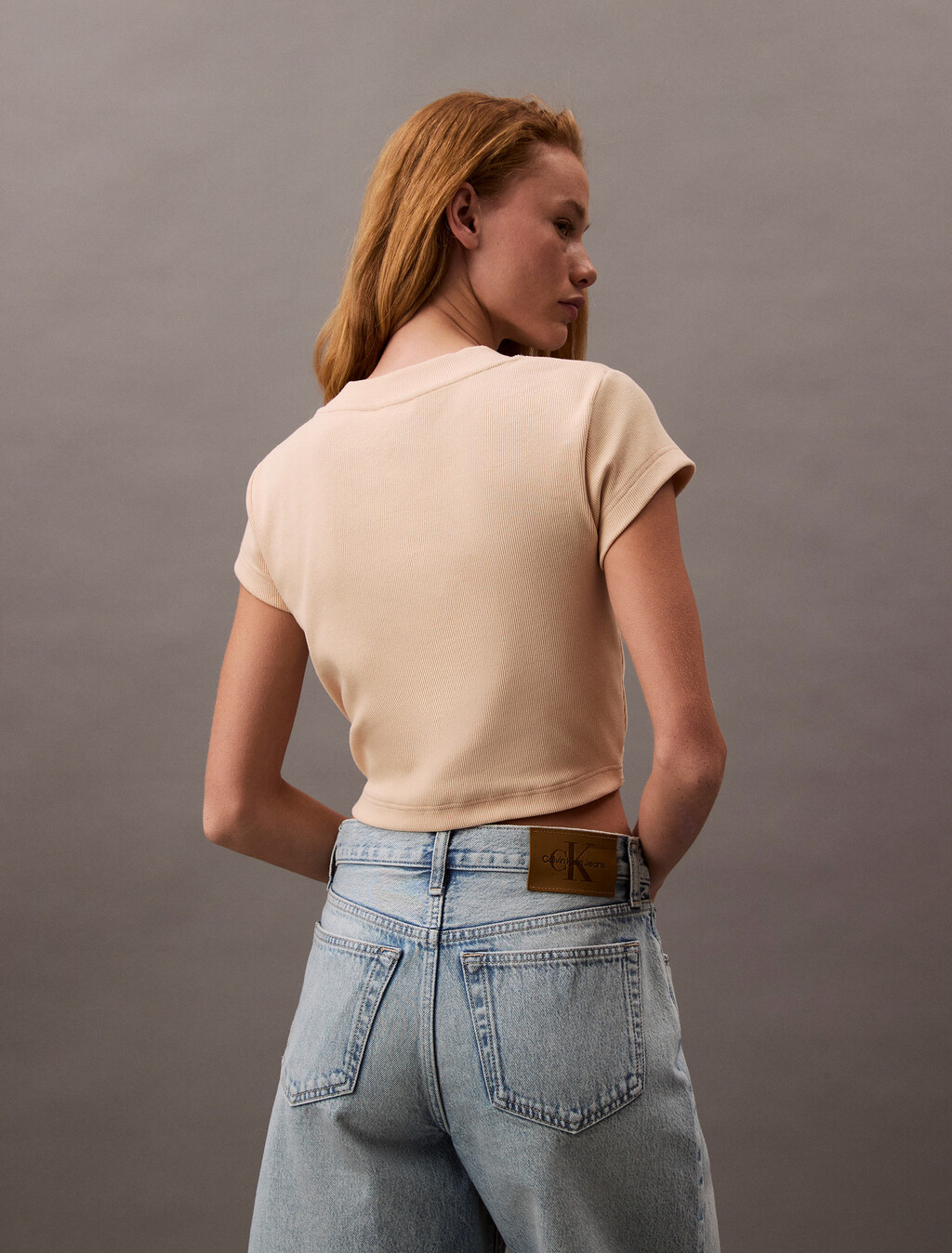 Slim Cropped Monogram T-shirt, Appleblossom, hi-res