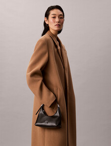 Monogram Logo Emblem Leather Small Shoulder Bag, Black, hi-res