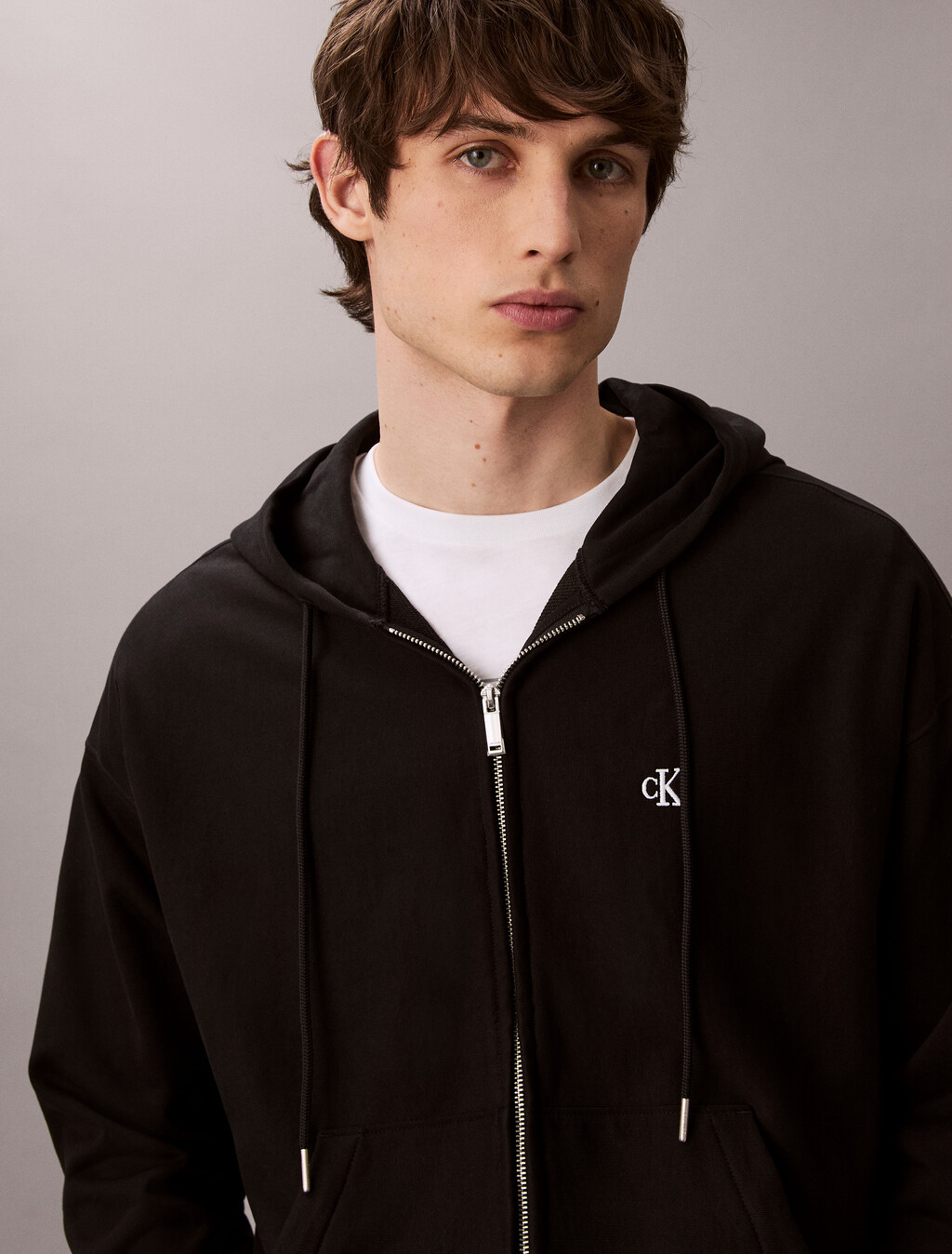 Premium Terry Relaxed Zip Hoodie, Black, hi-res