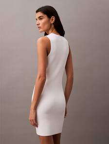 Sculpt Rib Knit Mini Dress, Brilliant White, hi-res