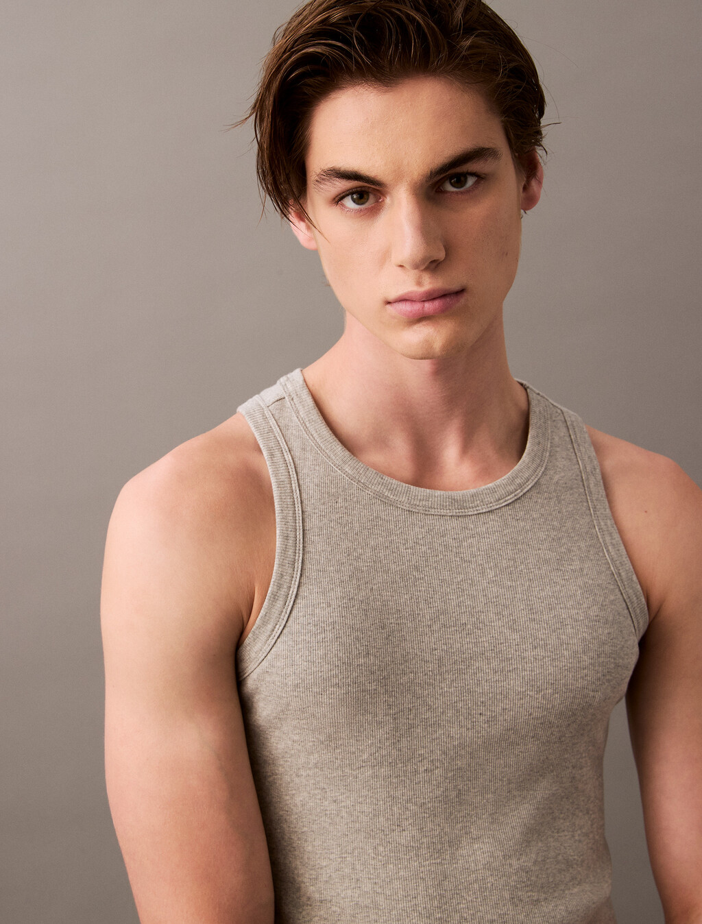 Cotton Stretch Sleep Tank Top, Grey Heather, hi-res