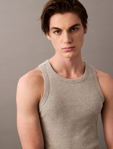 Cotton Stretch Sleep Tank Top, Grey Heather, hi-res