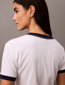 Cropped Logo Ringer T-shirt, Brilliant White_Baritone Blue, hi-res