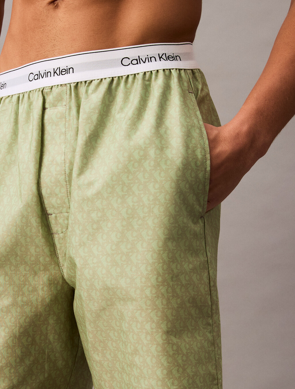Cotton Poplin Sleep Short, 18659 PLUSH MONOGRAM_4.65in+JASMINE, hi-res