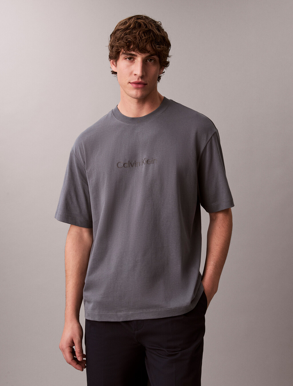Calvin Logo Crew Neck Tee, Anchor Navy, hi-res