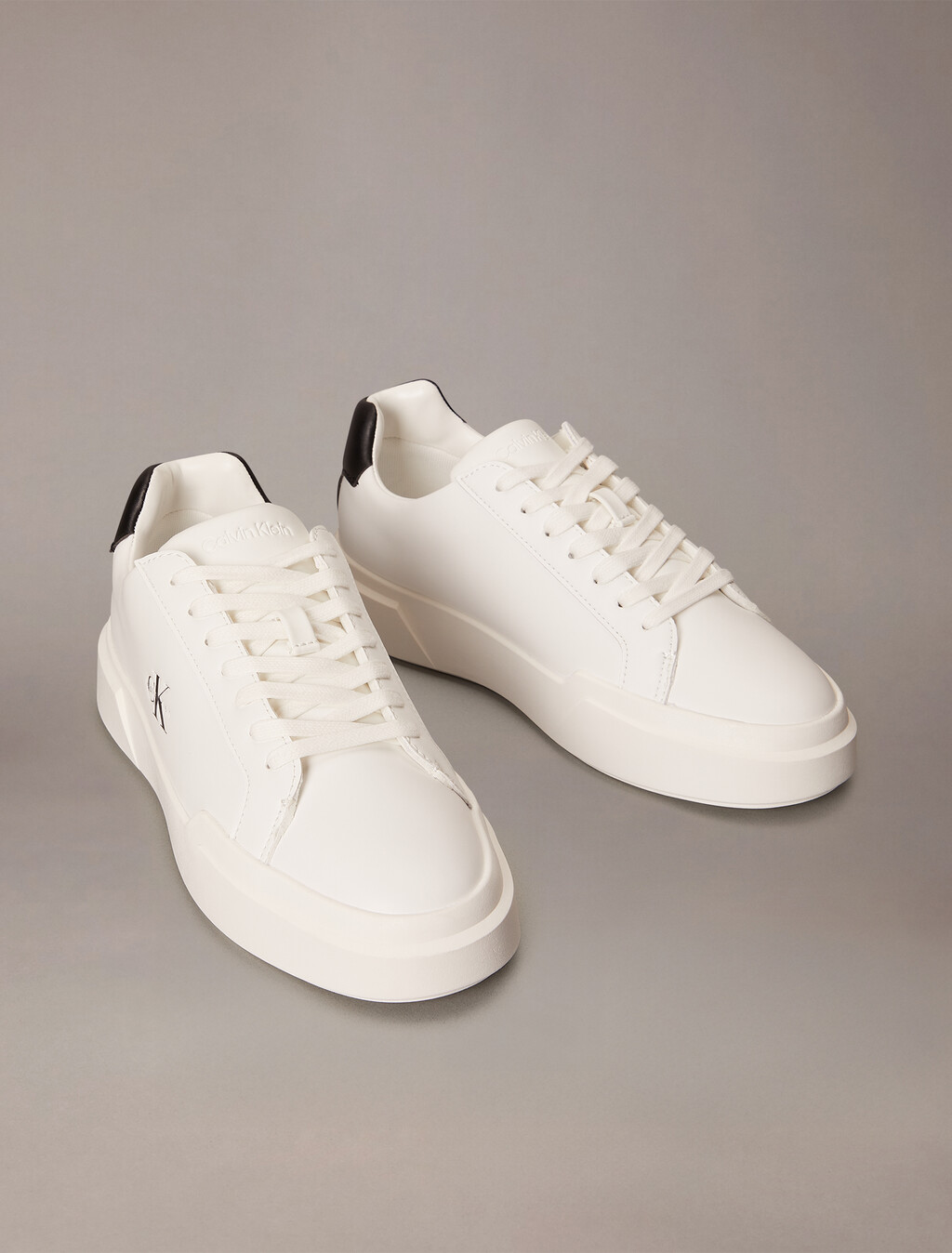 Leather Durable Traction NYC Trainers, White/Black/White, hi-res