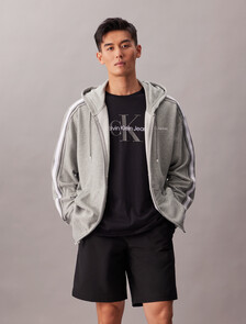 Cotton Blend French Terry Zip Hoodie, Medium Grey Heather, hi-res