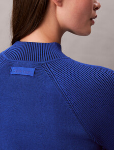 Tech Knit Ribbed Mock Neck Sweater, Cobalt Combo, hi-res