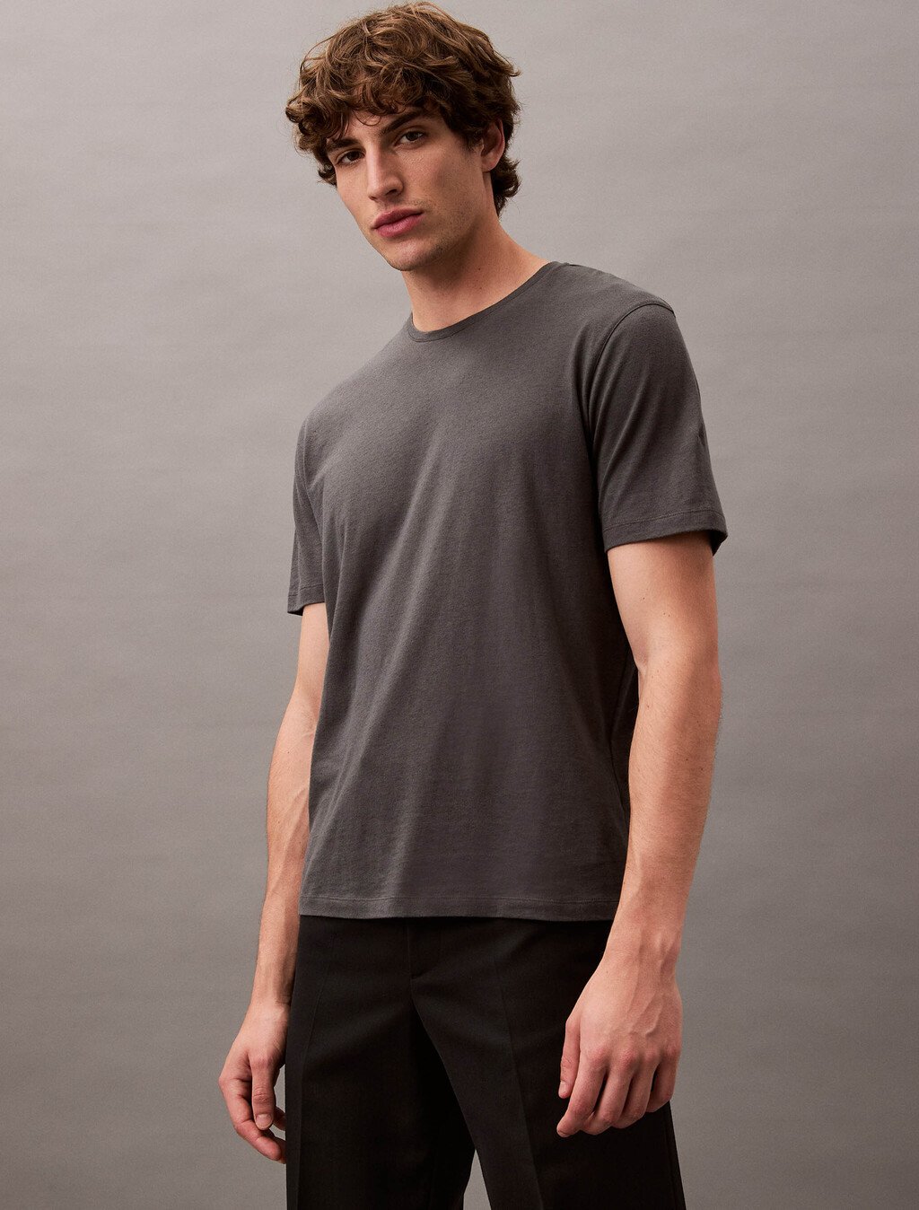 Cotton Silk Jersey Tee, Dark Slate Gray, hi-res