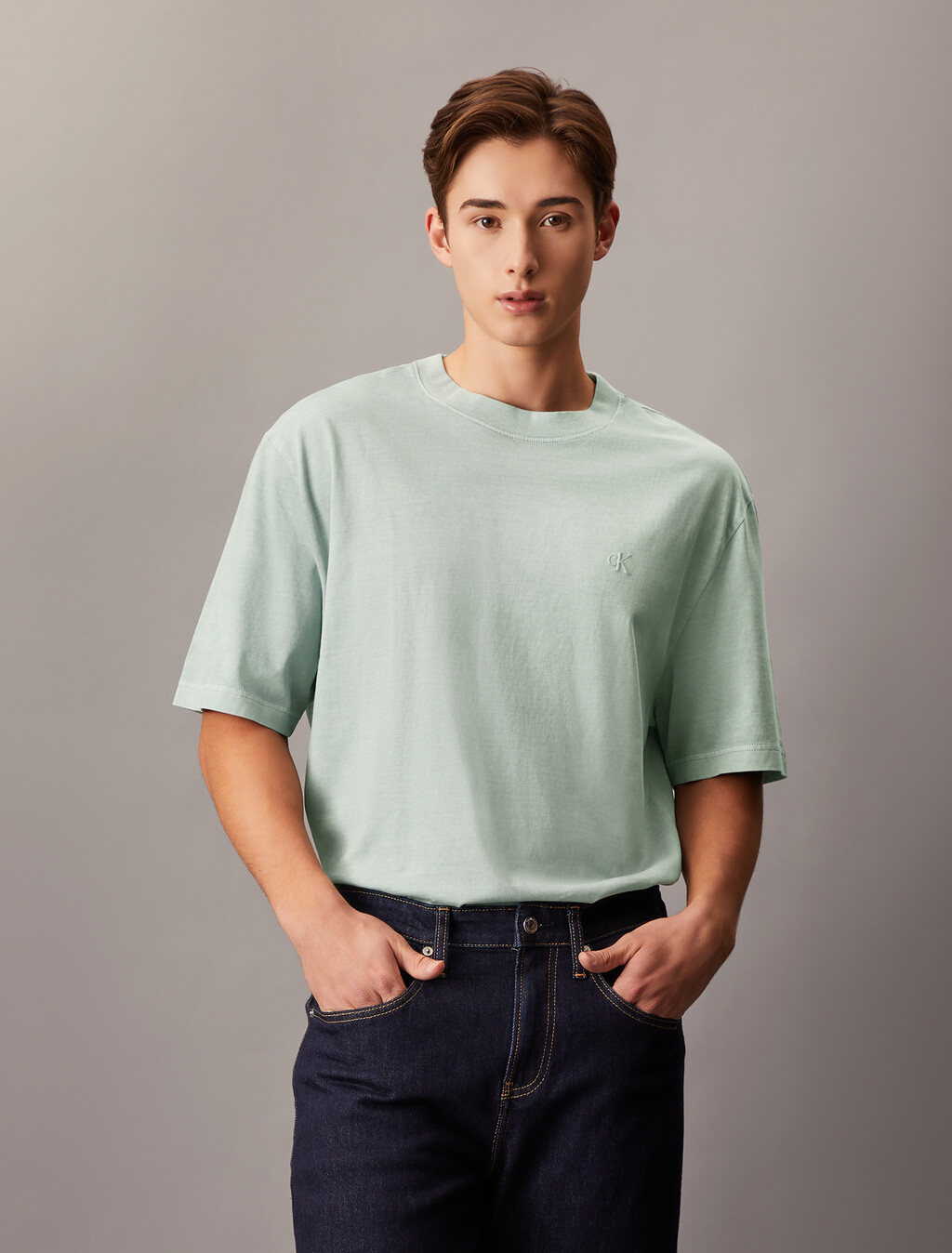 Washed Puff Print Tee, Lead, hi-res